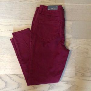Dark red high waisted skinny jeans